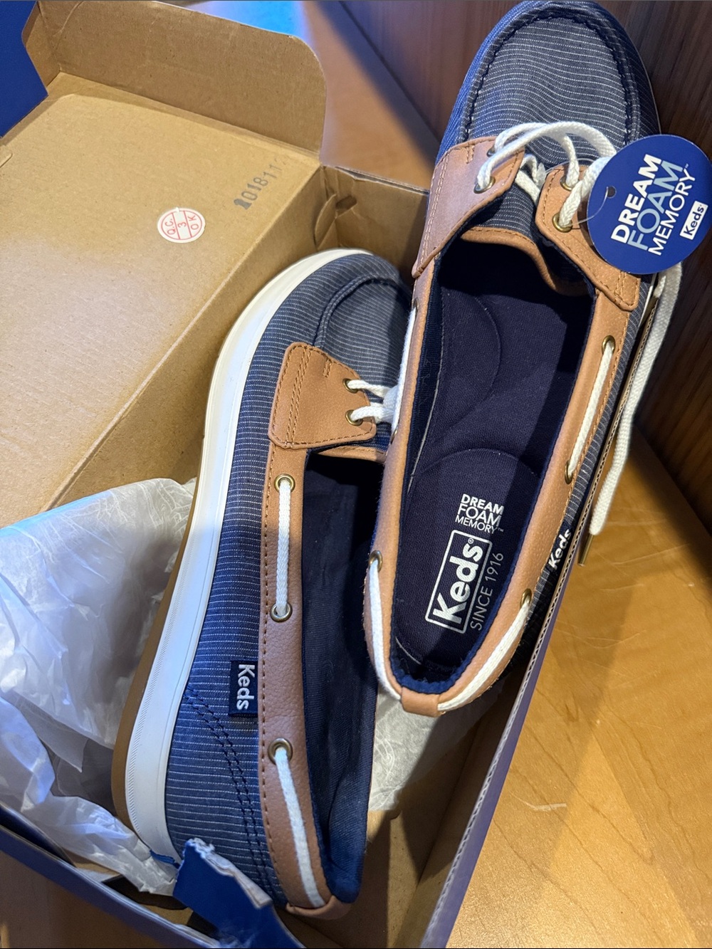 Keds Women's Navy and Tan Slip-On Loafer